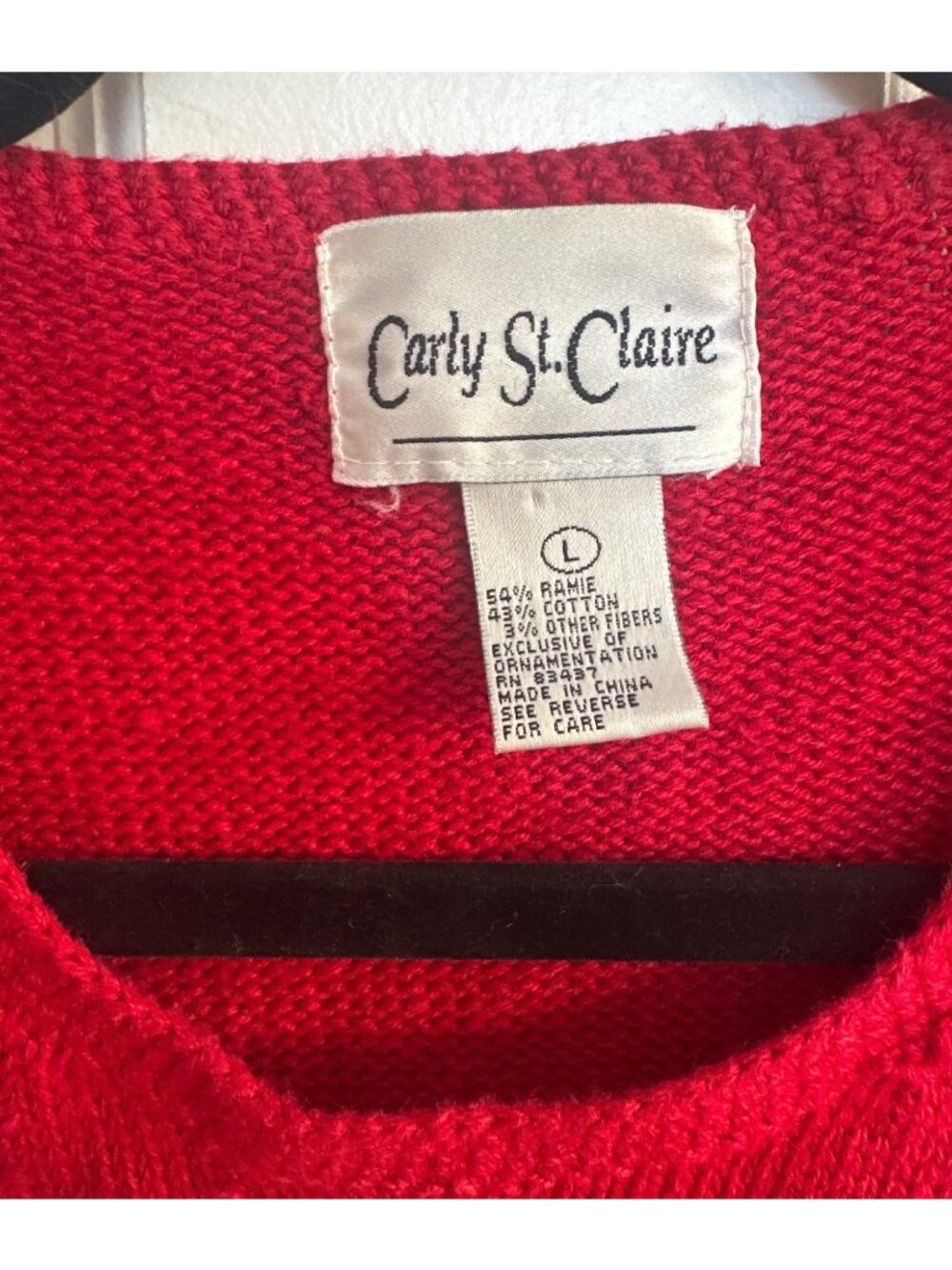 Vtg 90s Carly St. Claire Ugly Christmas Sweater Sz L Embroidered Sequin Holiday - Picture 3 of 8